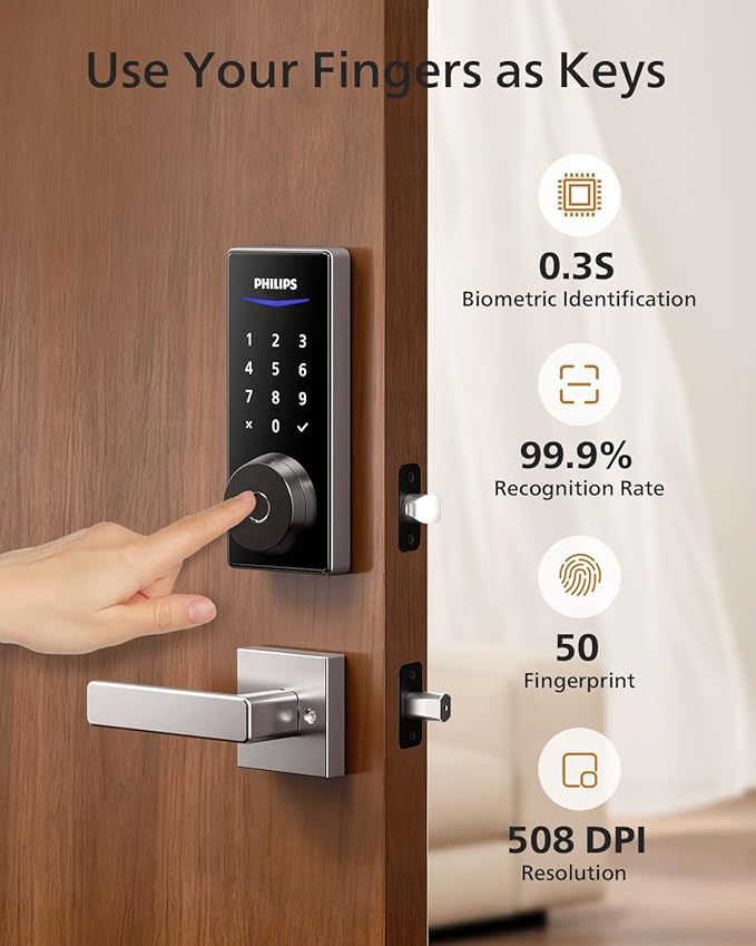 Philips Smart Lock with Handles, Smart Door Lock with 2 Level Handles, Keyless - Image 3