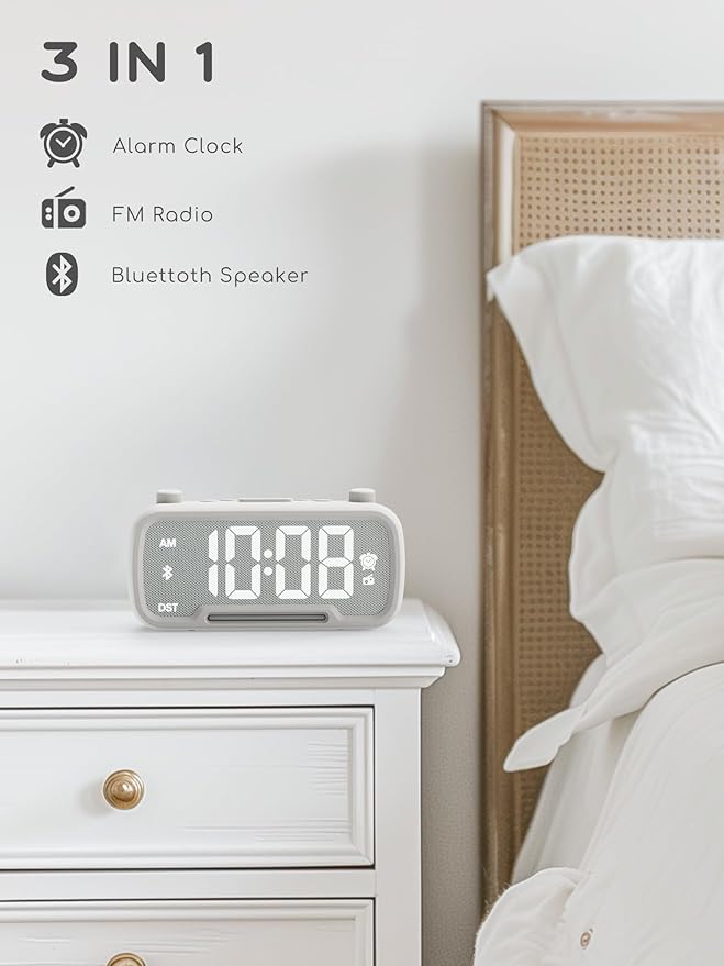 ROCAM Clock Radio, FM Radio Alarm Clock - Image 4