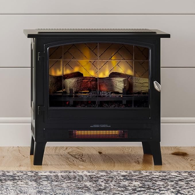 Country Living Infrared Freestanding Electric Fireplace Stove Heater in Black | by CountryLivingHearth