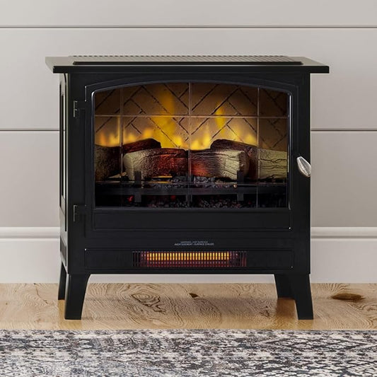 Country Living Infrared Freestanding Electric Fireplace Stove Heater in Black | by CountryLivingHearth