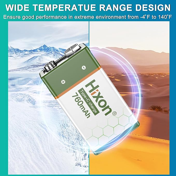 Hixon USB 9V Rechargeable Lithium Batteries - Image 6