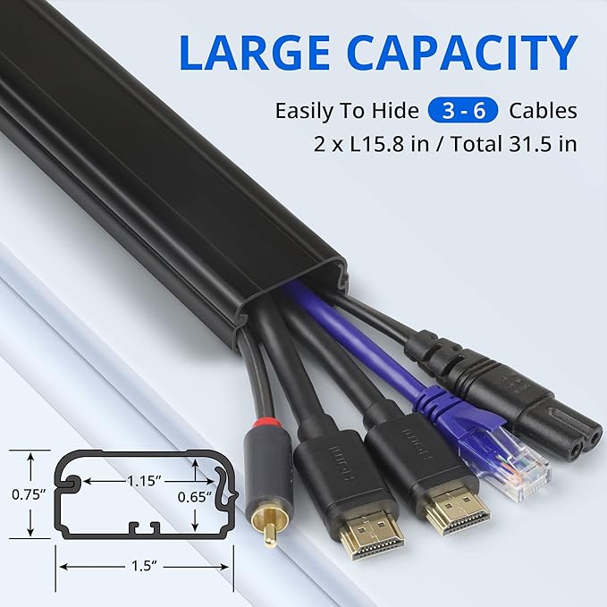 ZhiYo TV Cord Cover for Wall, 32 inch Cable Concealer, Cord Hider for Wall - Image 2