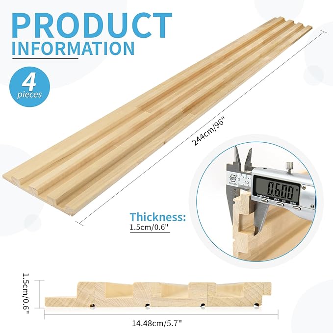 Art3d 4 Pc 96"x5.7" Wood Slat Wall Panel - Image 2