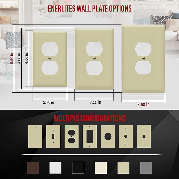 ENERLITES Duplex Receptacle Outlet Wall Plate, Jumbo Electrical Outlet Covers - Image 3