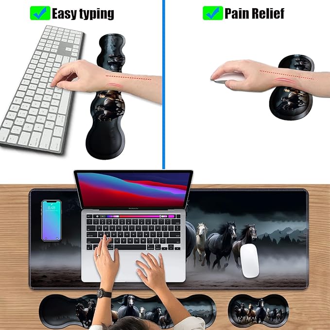 4 in 1 Ergonomic Keyboard Wrist Rest & Mouse Pad Wrist Rest Set, Large XXL - Image 6