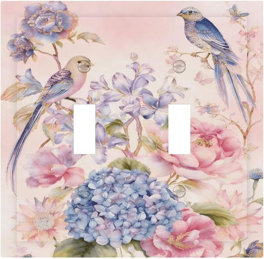 Bvtewkhz Floral Birds Morris 2 Gang Double Toggle Decorative Outlet Covers by Unknown