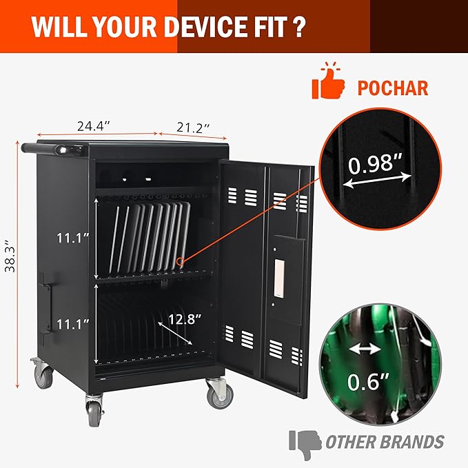 Aokleo Laptop Charging Cart, 32 Devices Tablet Storage Carts - Image 8