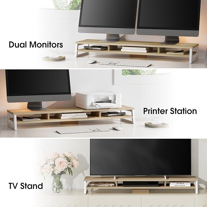 Fenge Dual Monitor Stand for Desk, 42.5in Large Monitor Riser for 2 Monitors - Image 7