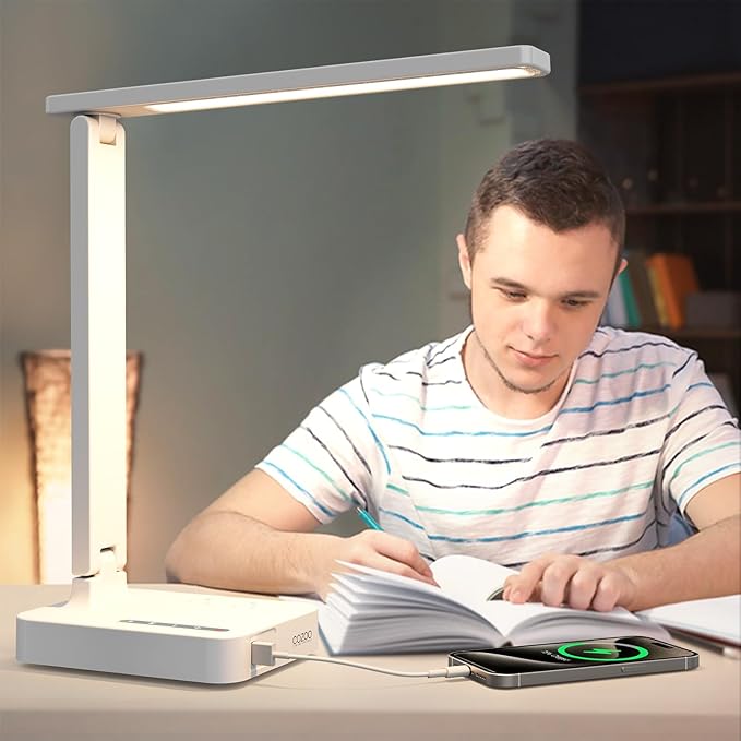 cozoo LED Desk Lamp with USB Charging Ports and Type C Port, 2 AC Outlets - Image 6