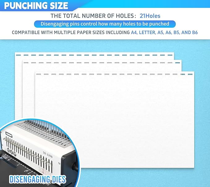 Rayson SD-220B Binding Machine, 21 Holes Comb Binding Machine, Max. Punch 20 - Image 4
