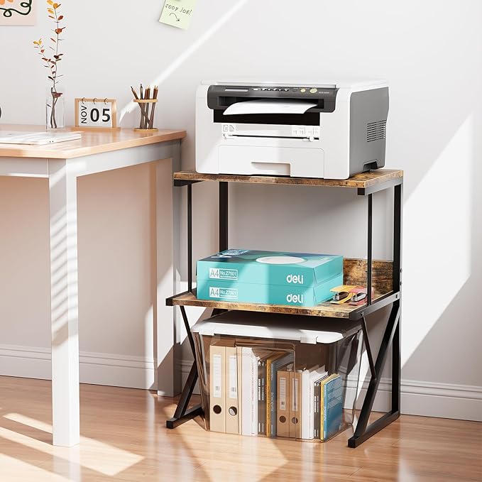 aboxoo Printer Stand for Desk, Desktop Printer Shelf Large 3-Tier Multi-Purpose - Image 4