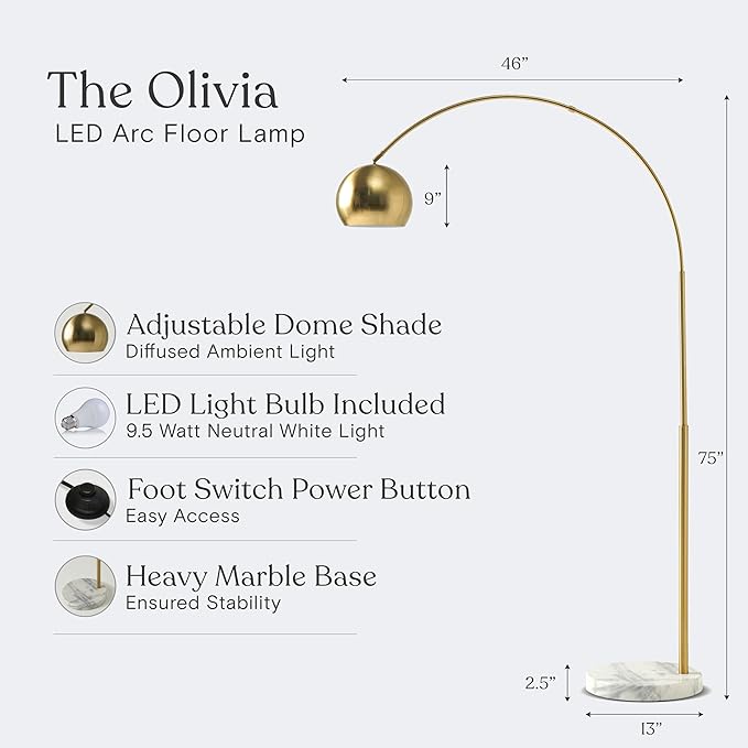 Brightech Olivia Floor Lamp, Arc Lamp - Image 3