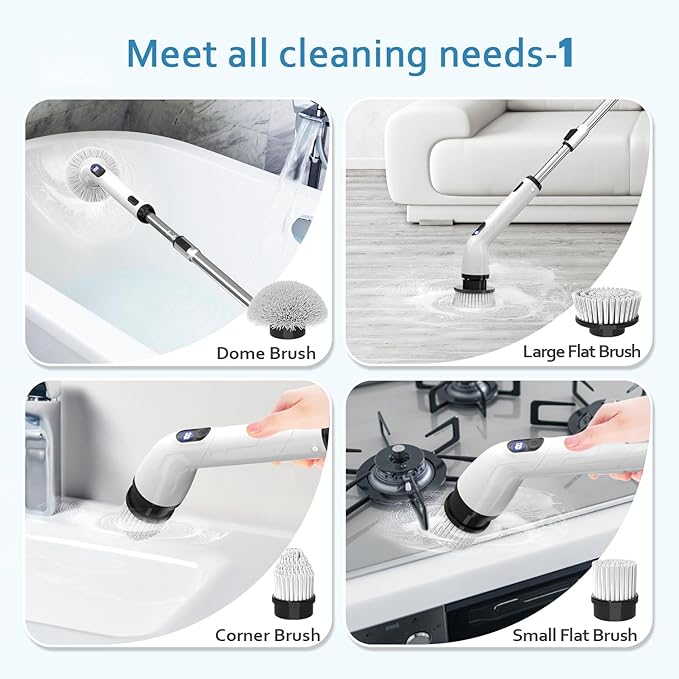 TUYU Electric Spin Scrubber, Full-Body IPX7 Waterproof Bathroom Scrubber - Image 3