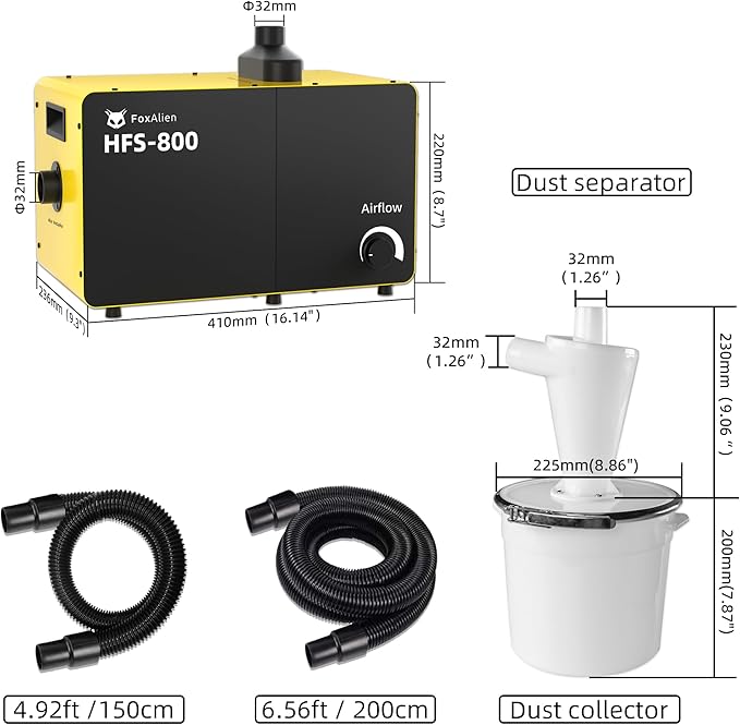 FoxAlien 800W Desktop Dust Collector HFS-800 - Image 7