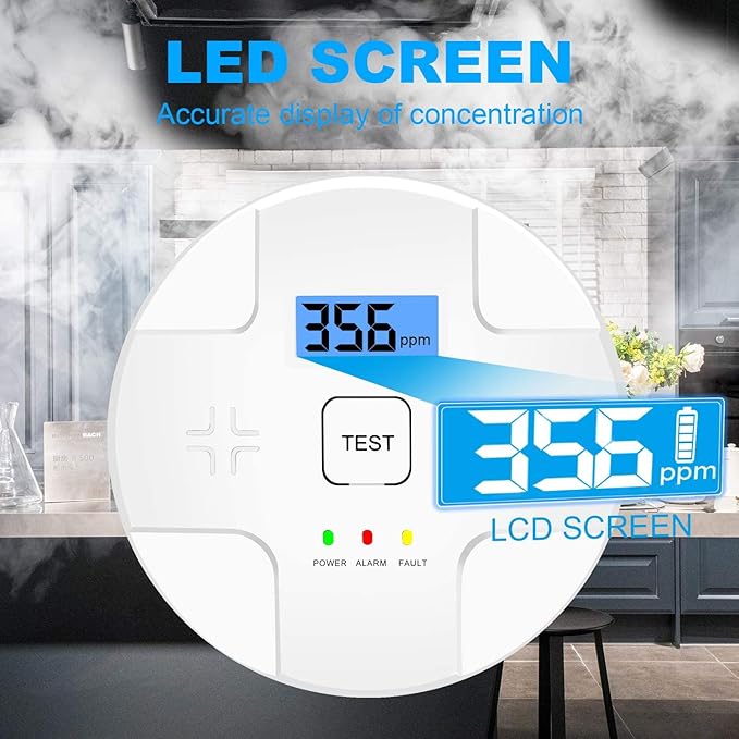 Combination Smoke Carbon Monoxide Alarm Detector Powered by Battery, Dual Alarm - Image 2