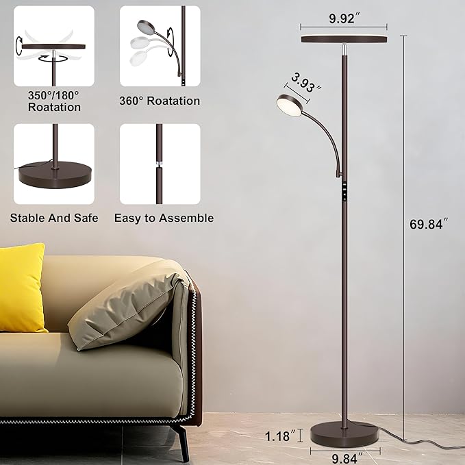 Aulaiyi Floor Lamps for Living Room, 42W Super Bright LED Floor Lamp, 2-in-1 - Image 5