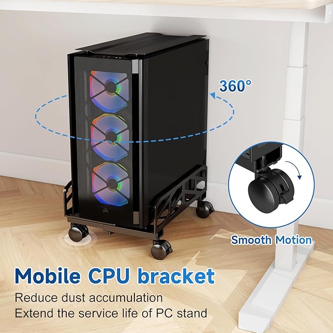 Pholiten Adjustable Computer Tower Stand, 7.28 to 11.81 inch Wide Steel CPU - Image 5