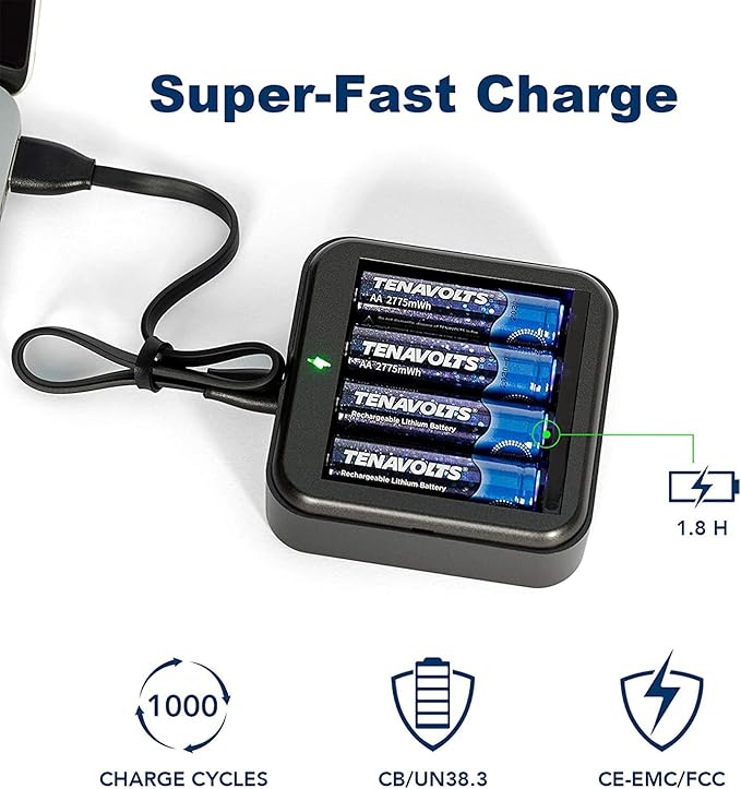 TENAVOLTS 1.5V Lithium Rechargeable AA Batteries, AA Battery - Image 9