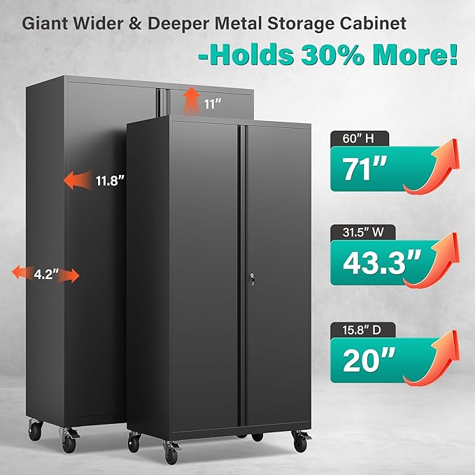 SISESOL Wide & Deep Metal Storage Cabinet - Image 4