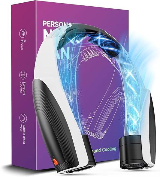 AI Portable Neck Fan with 6 Powerful Speeds, 8000mAh Battery Operated USB-C by Slientspin