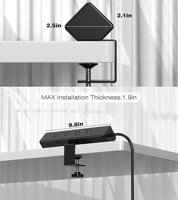 40W Fast Charging Station, Desk Clamp Power Strip, 4 USB-C Ports & 8 AC Outlets - Image 8