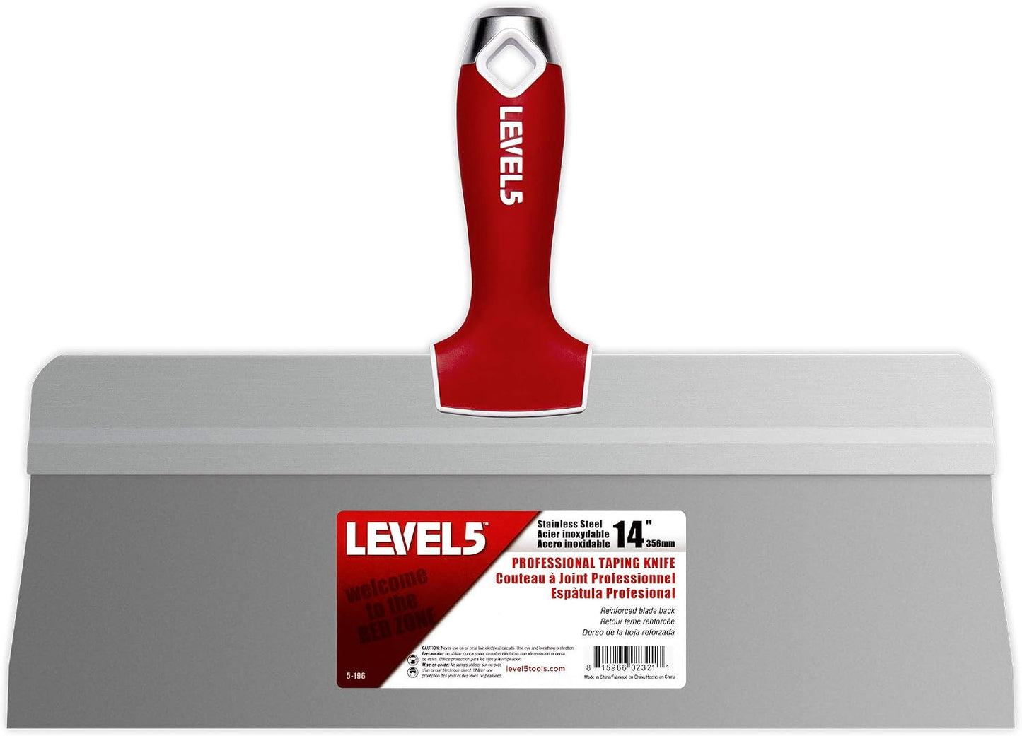 14" Big Back Taping Knife | LEVEL5 | Stainless Steel w/Soft Grip Handle | 5-196