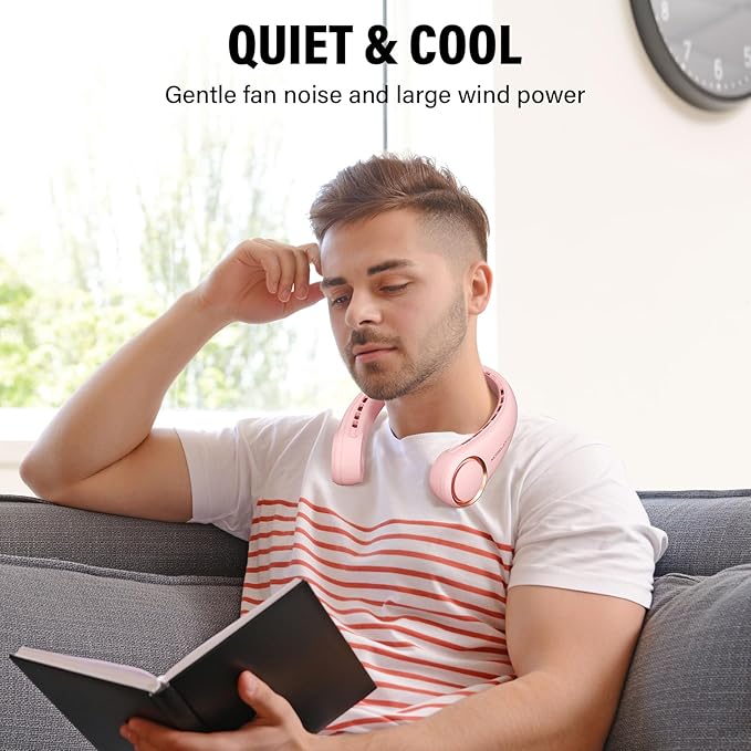 Jancane Neck Fan, USB Rechargeable Personal Fan, 3 Speeds Adjustable, Large air - Image 7