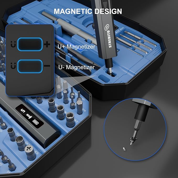STREBITO 155 in 1 Mini Electric Screwdriver Set, Upgraded Small Electric - Image 6
