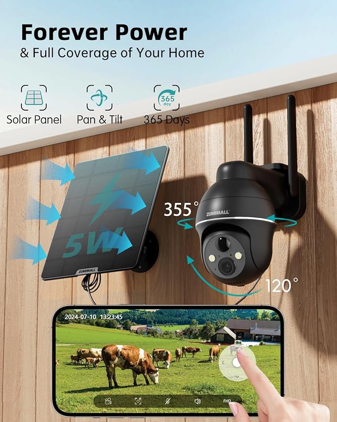 ZUMIMALL 4G LTE Cellular Solar Security Cameras Wireless Outdoor, 3MP No WiFi - Image 4