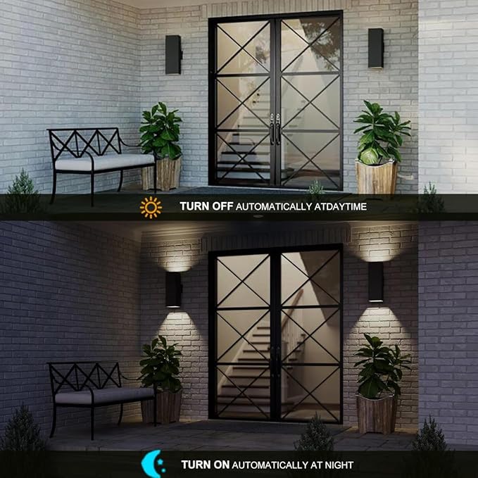 Dawn to Dusk Outdoor Light Fixtures Wall Mount 2 Pack, LED Modern Up Down - Image 5