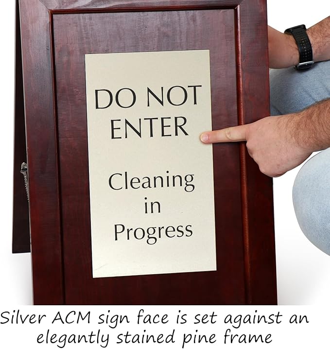 SmartSign Premium 'Do Not Enter Cleaning in Progress' Wooden A-Frame Standing - Image 2