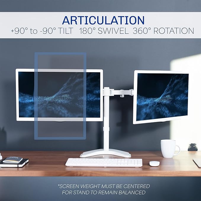 VIVO Dual LED LCD Monitor Mount, Free-Standing Desk Stand - Image 4