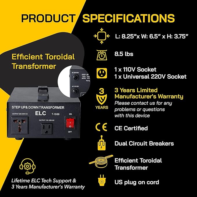 ELC T Series 1000+ Watt Voltage Converter Transformer - Image 9
