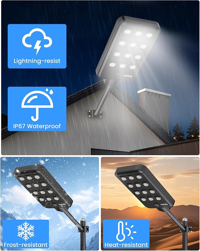 Gefolly G-13000W Solar Street Light Outdoor, Wide Angle Commercial Parking Lot - Image 7