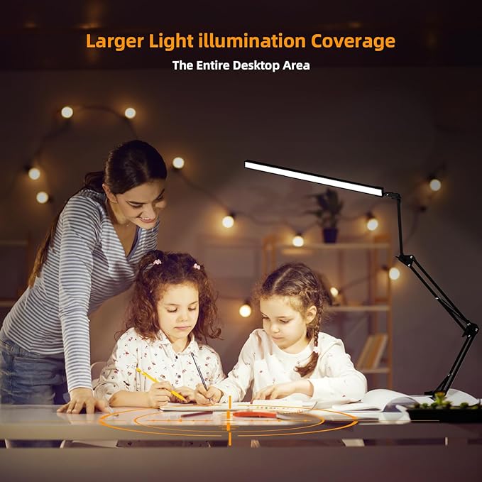 NOEVSBIG LED Desk Lamp with Clamp, 2-in-1 Clamp on Desk Lamps with Base - Image 2