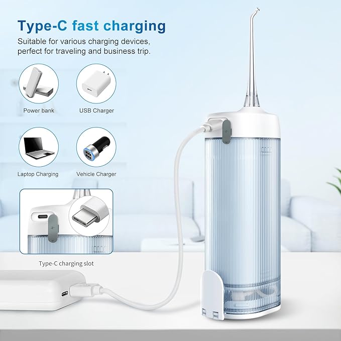JNGOODS Mini Cordless Portable Water Flosser Oral Irrigator Water Teeth Cleaner - Image 5