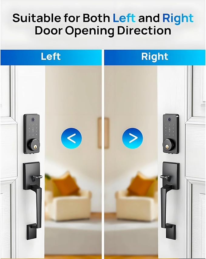 Smart Keyless Entry Door Lock Set w/Front Door Handle, 0.1s Fingerprint - Image 6