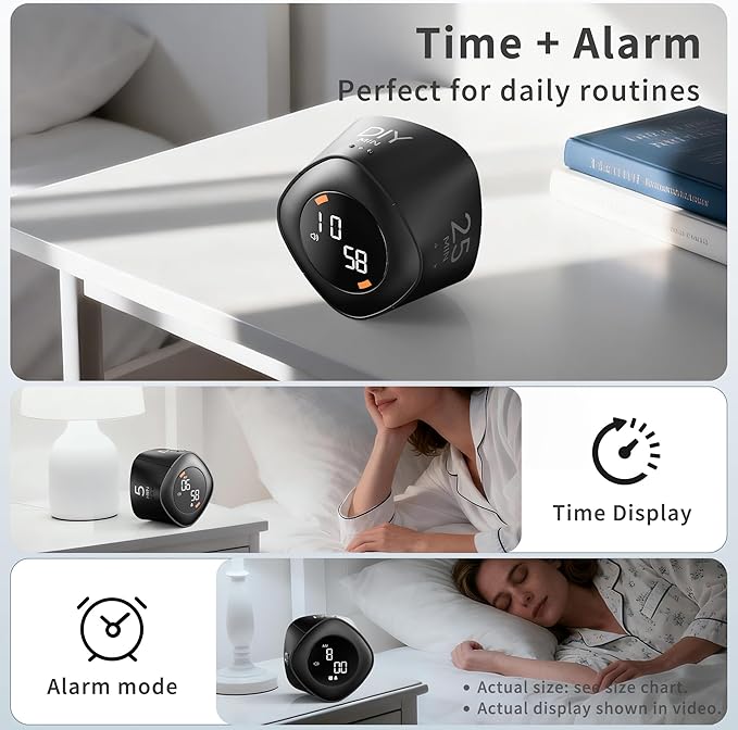 VEWINGL Cube Productivity Timer, 5/10/25/DIY Min Presets + Count-Up Mode - Image 3