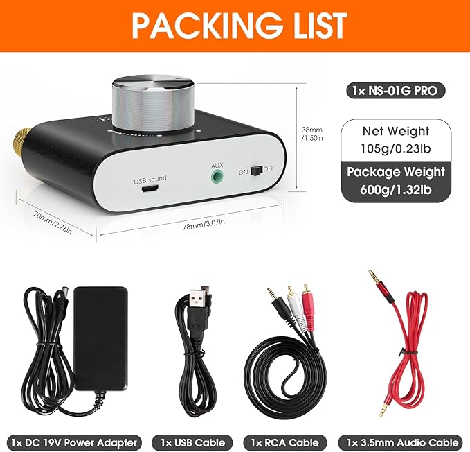 Nobsound Mini Bluetooth 5.0 Power Amplifier, Stereo Hi-Fi Digital Amp 2.0 - Image 8
