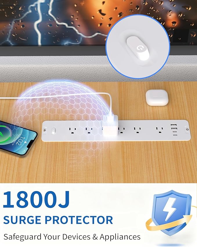 Inhwatek Recessed Power Strip, Surge Protector - Image 2