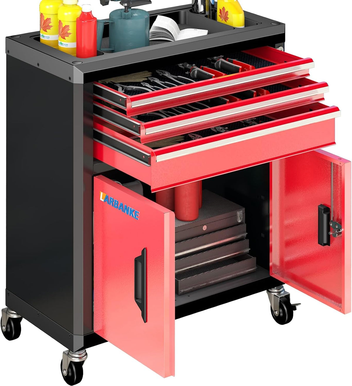larbanke rolling tool chest with 3 drawers&2 doors,tool, main product view
