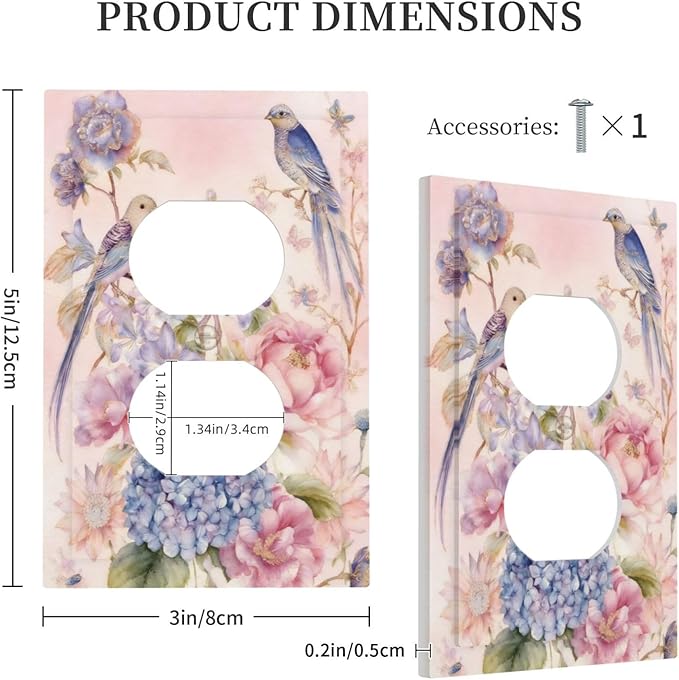 Bvtewkhz Floral Birds Morris Duplex Outlet Decorative Outlet Covers Light - Image 5