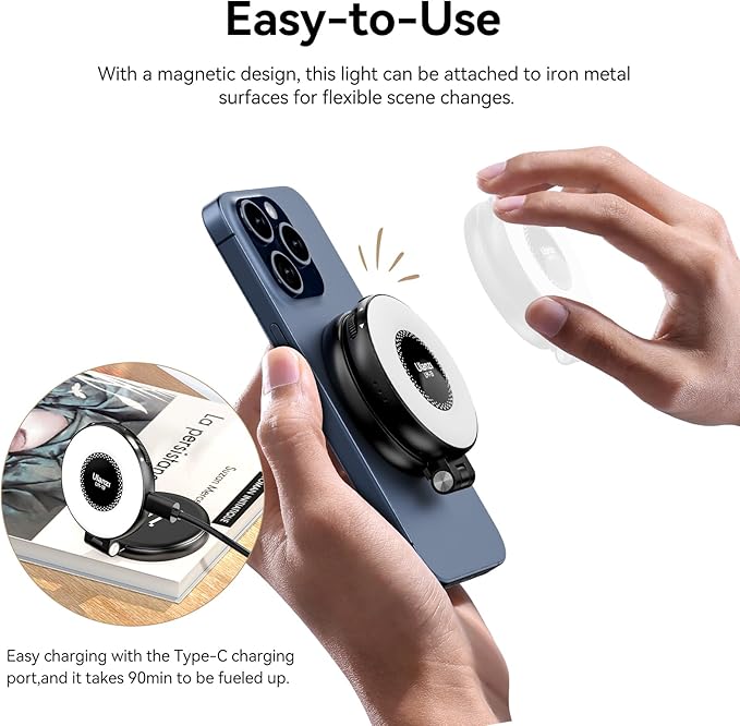 Fill Light for Magsafe LED Phone Light Attachment Selfie Ring Light Brightness - Image 5