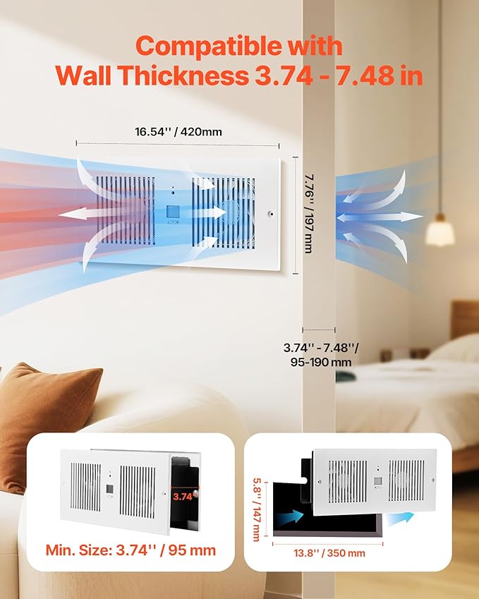 VEVOR Room to Room Fan, Adjustable Dual Airflow Through-the-Wall Fan - Image 2
