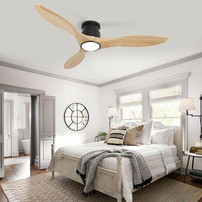 revoici Ceiling Fans with Lights Remote 52inch Solid Amber Color Wood Fan - Image 8