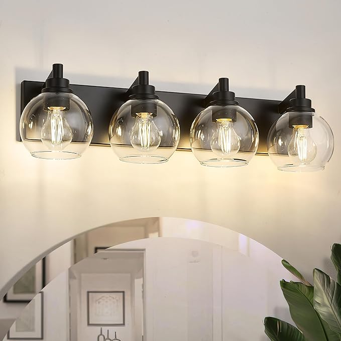 METWET Bathroom Light Fixtures, 4 Light Matte Black Vanity Light, 26 Inch - Image 7