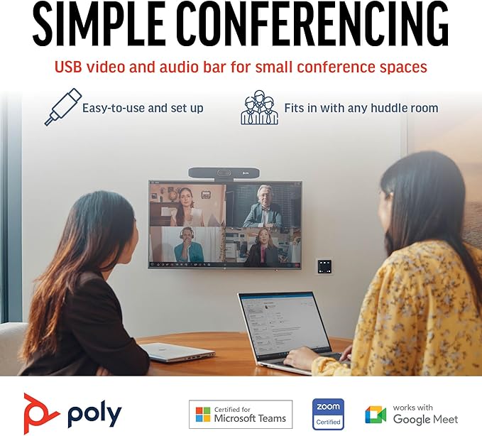 Poly Studio R30 4K Video Conferencing Bar – Camera, & Speaker - Image 2