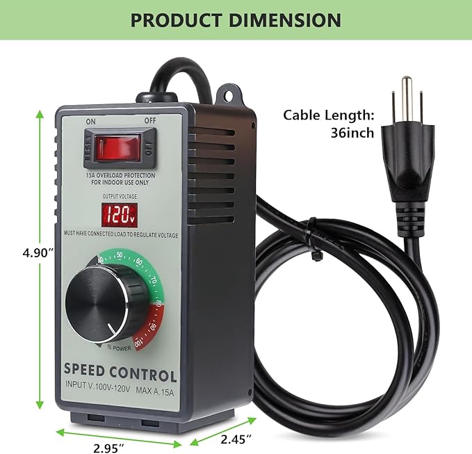Cdmall AC Motor Speed Controller 120V 15A Max - Image 4