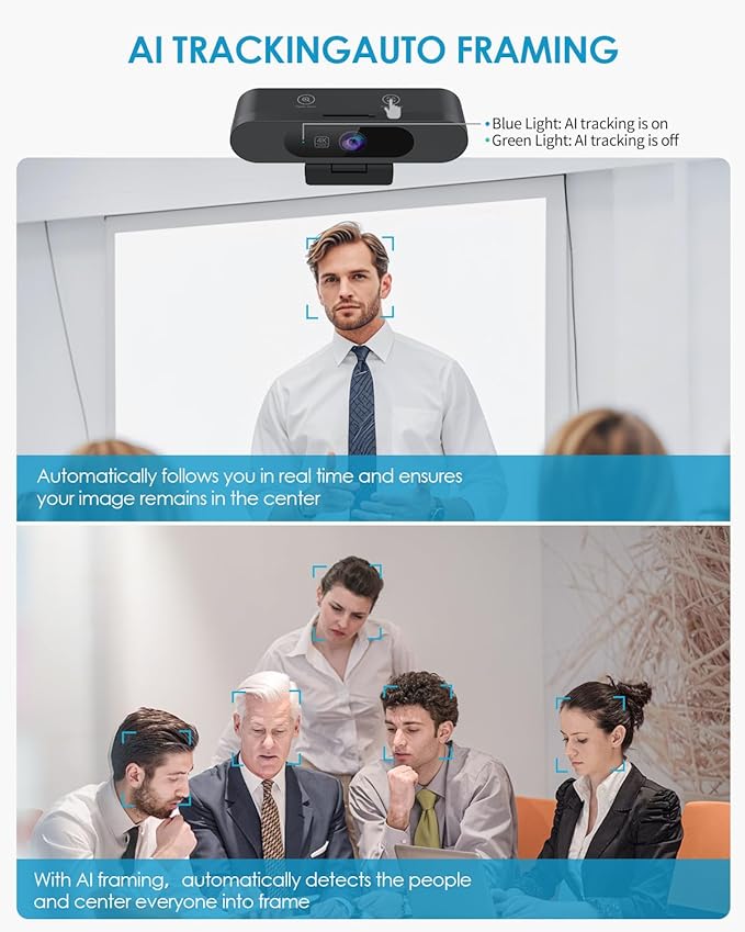 MOERTEK 4K Webcam for PC, Ultra 4K HD, AI Auto Framing, Webcam for Streaming - Image 2