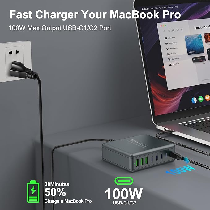 USB C Charger Block, 525W 8-Port GaN Fast Charging Station Hub - Image 4